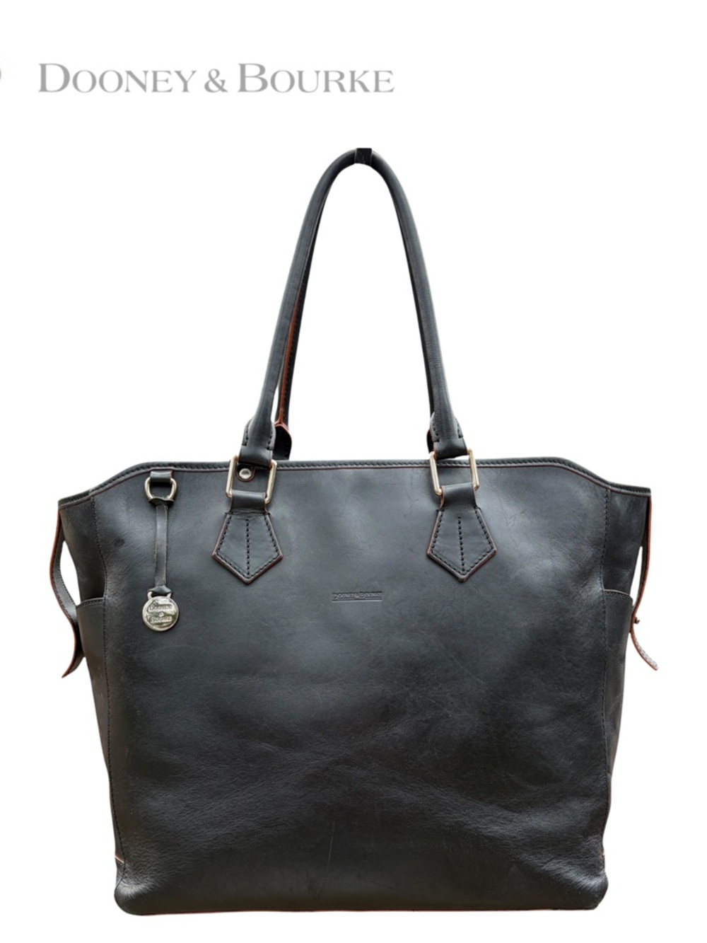 DOONEY & BOURKE Large Black Leather Computer Laptop Bag Shoulder Tote